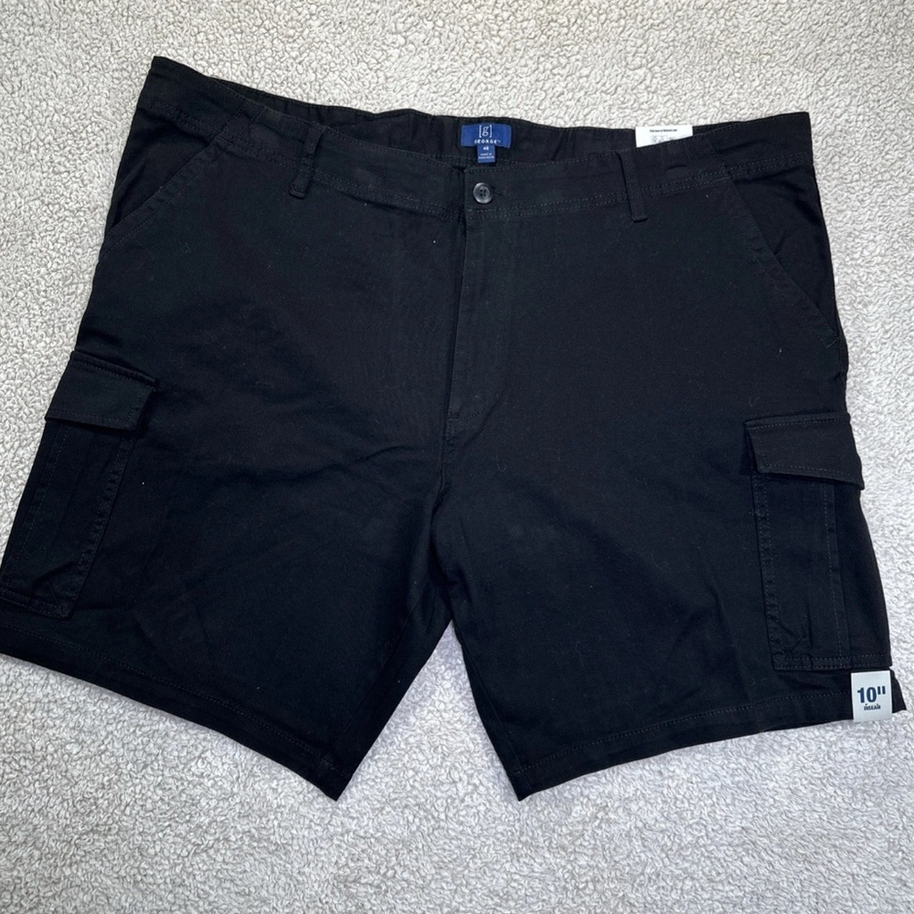 NWT Men's George At The Knee Cargo Shorts Size 46 Solid Black 10" Inseam Classic